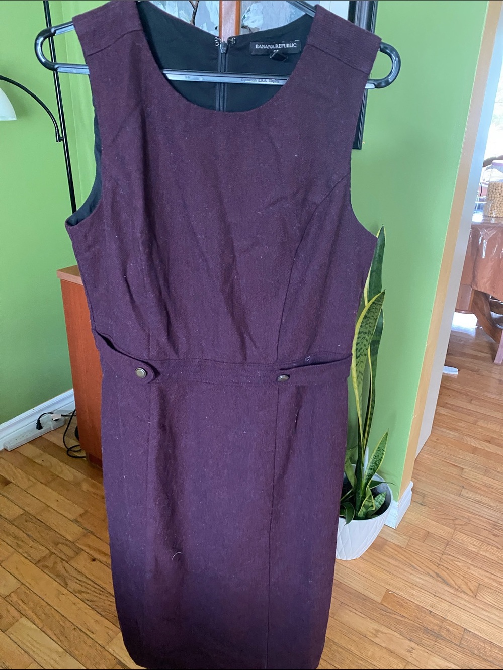 Banana Republic Wool Sleeveless Midi Dress in Plum